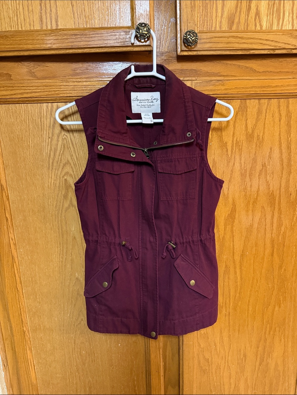 American Rag Sleeveless Utility Vest in Deep Burgundy